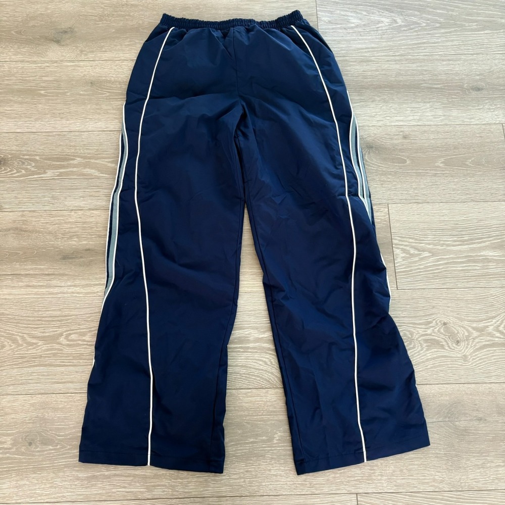 NWT Womens Navy Blue Performance Athletic Wide Leg Track Pants Size M